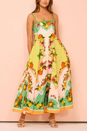 Citrus Print Maxi Dress
