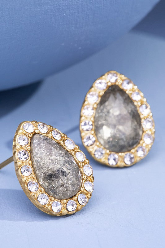CZ & Brass Teardrop Earrings