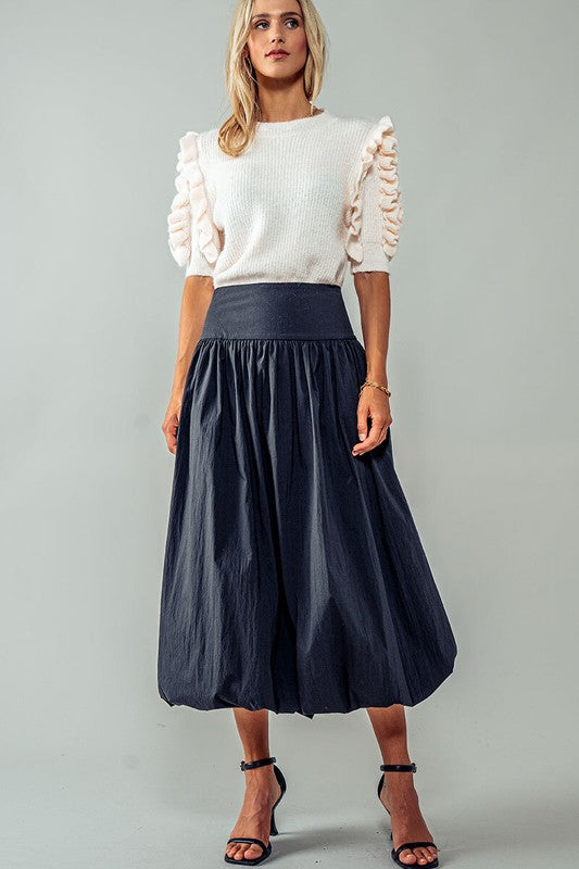 Black Balloon Midi Skirt