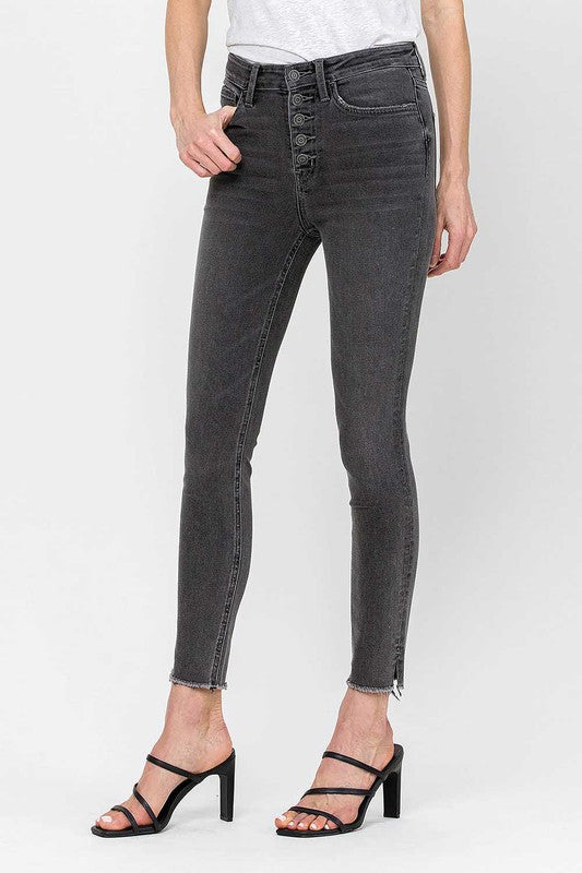 High Rise Button Fly Denim