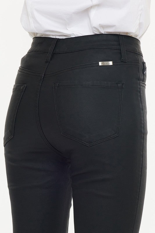 High Rise Black Coated Jeans