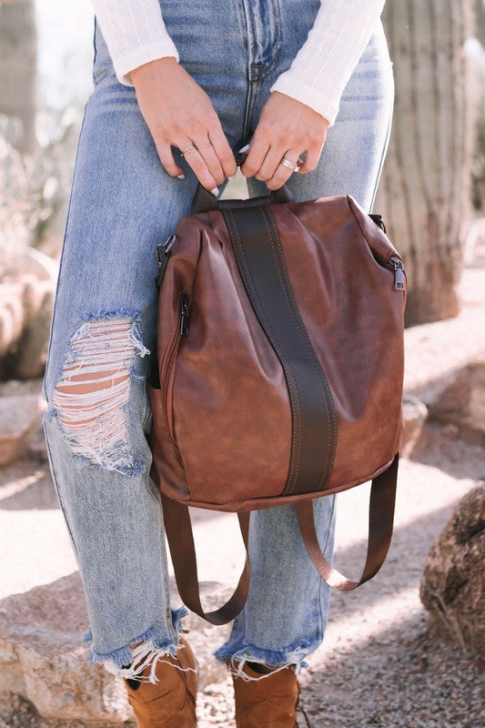 Brown Stitch Backpack