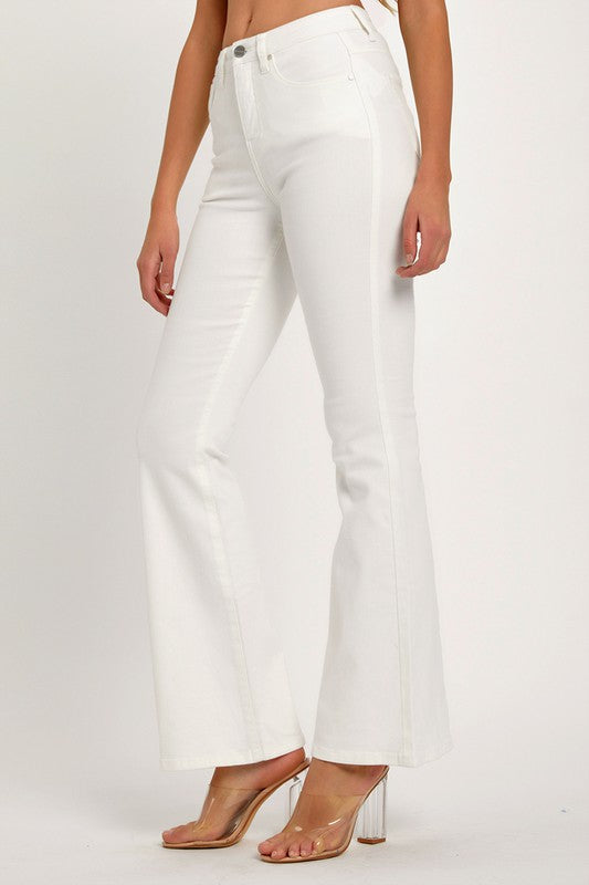 Mid Rise Flare White Jeans