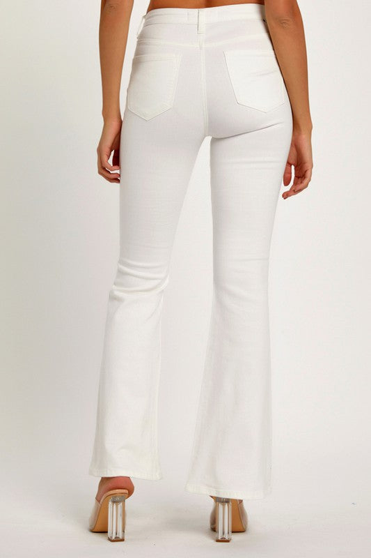 Mid Rise Flare White Jeans