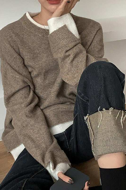 Long Sleeve Double Knit Sweater