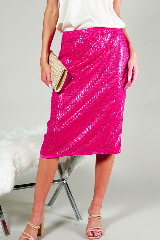 Side Slit  Sequin Skirt