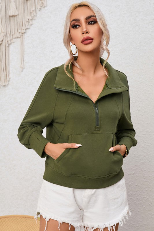 Olive Green Quarter Zip Pullover