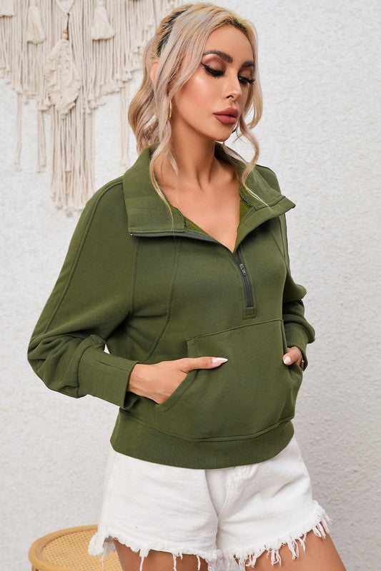 Olive Green Quarter Zip Pullover