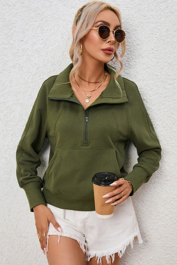 Olive Green Quarter Zip Pullover