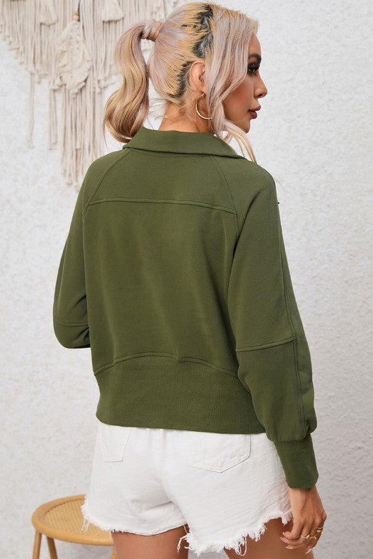 Olive Green Quarter Zip Pullover