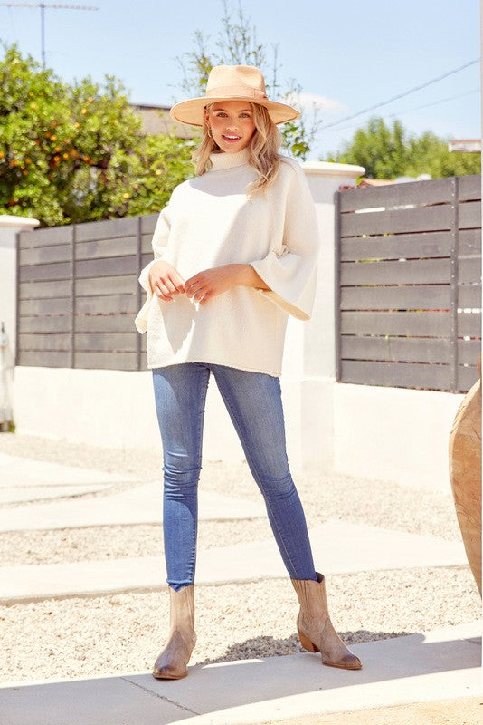 Ivory Dolman Turtleneck Pullover