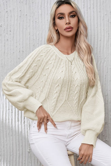 Winter White Cable Knit Sweater