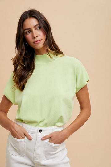 Lime Mock Neck Top