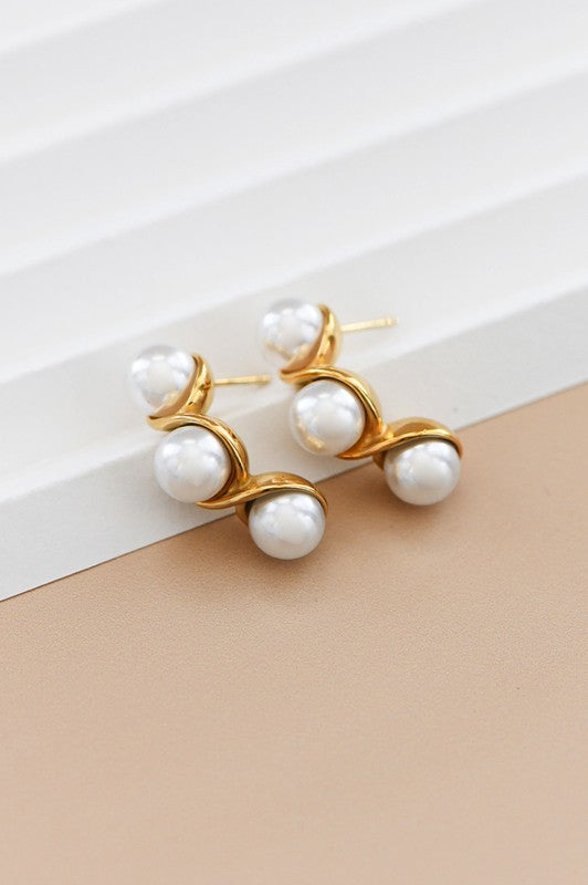3 Pearl Stud Earrings