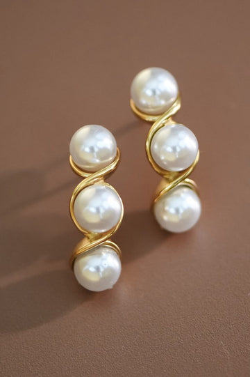 3 Pearl Stud Earrings
