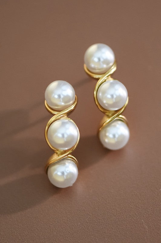 3 Pearl Stud Earrings