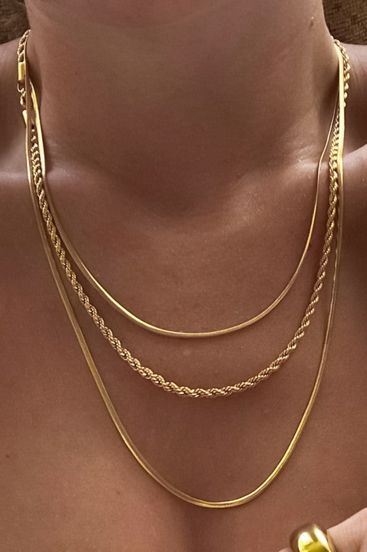 Triple Gold Chain Necklace