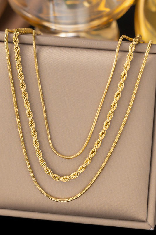 Triple Gold Chain Necklace