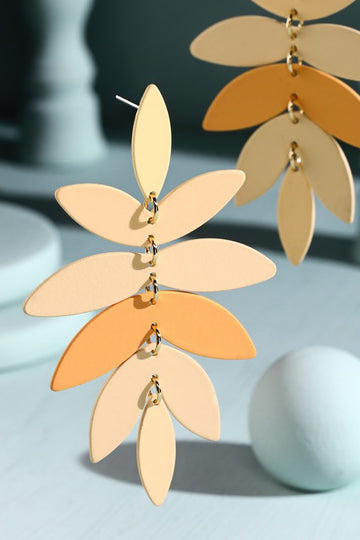 Neutral Color Leaf Dangle Earrings