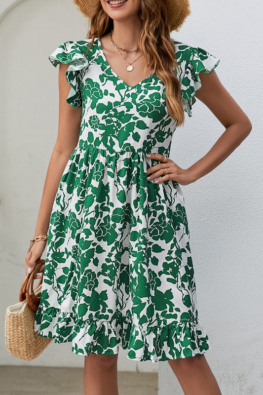 Spring Floral Ruffle Dress