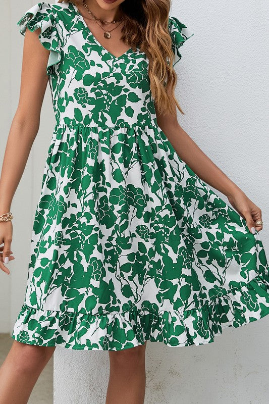 Spring Floral Ruffle Dress