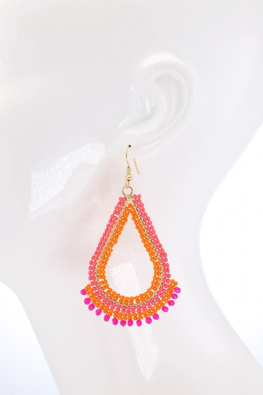 Vibrant Pink Seed Bead Earrings