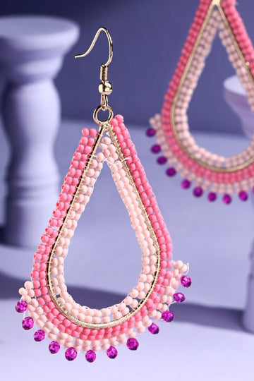 Vibrant Pink Seed Bead Earrings
