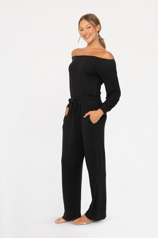 Off Shoulder Black Jumpsuit