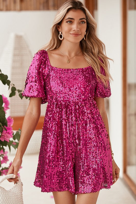 Rose Pink Sequin Romper