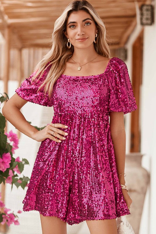 Rose Pink Sequin Romper