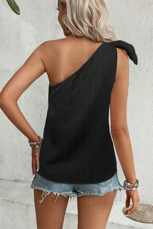 One Shoulder Bow Tank Top