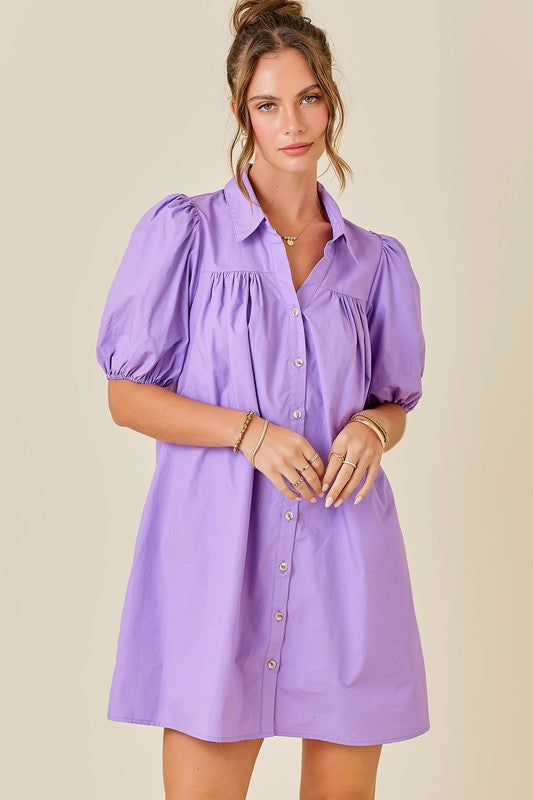 Lavender Puff Sleeve Dress