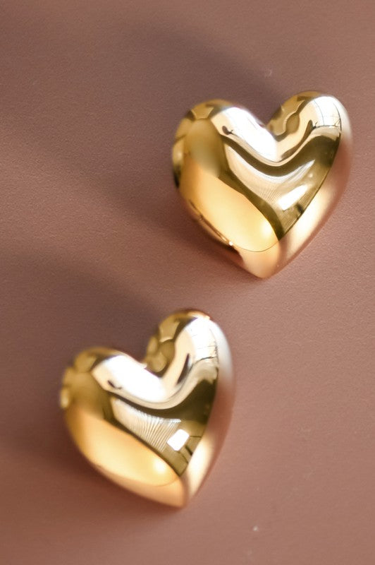 Gold Plated Heart Stud Earrings