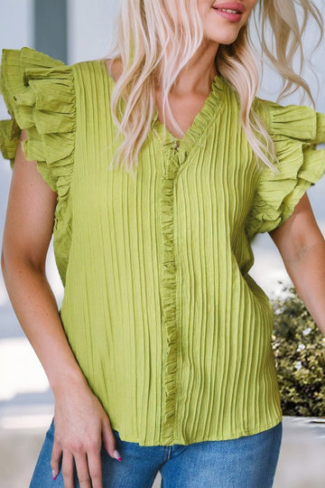 Lime Ruffle & Frill Top
