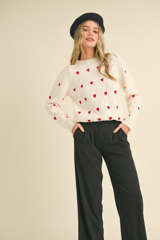 Heart And Pom Embroidered Top