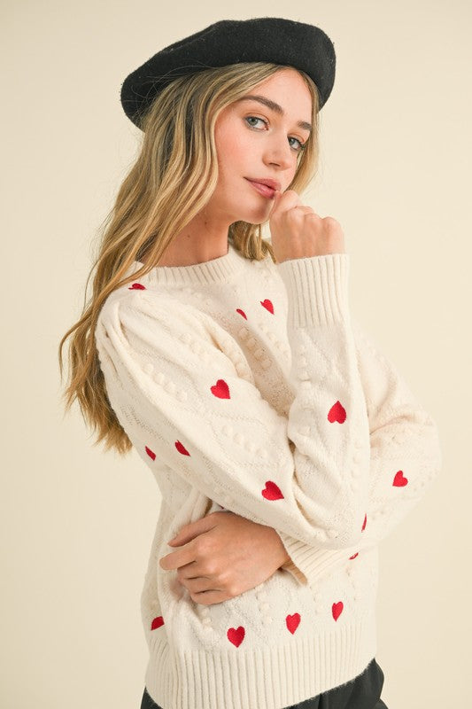 Heart And Pom Embroidered Top