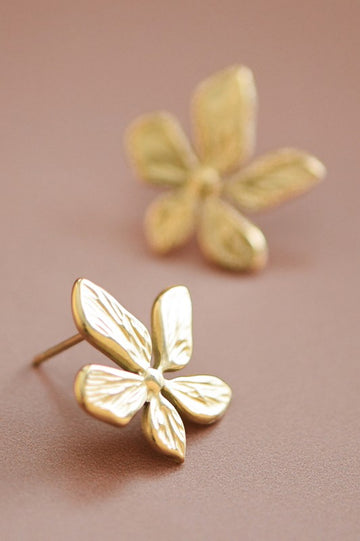 Floral Post Gold Earrings