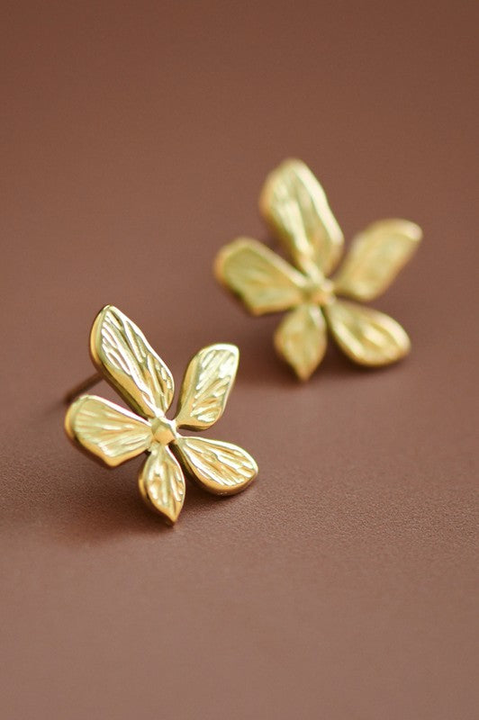 Floral Post Gold Earrings