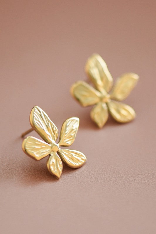 Floral Post Gold Earrings