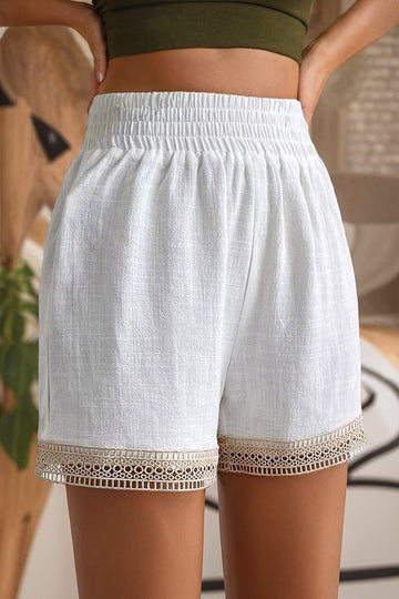 White and Lace Contrast Shorts