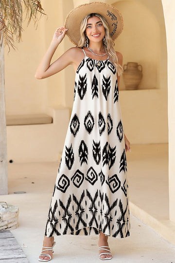 Black & White Ikat Print Sun Dress