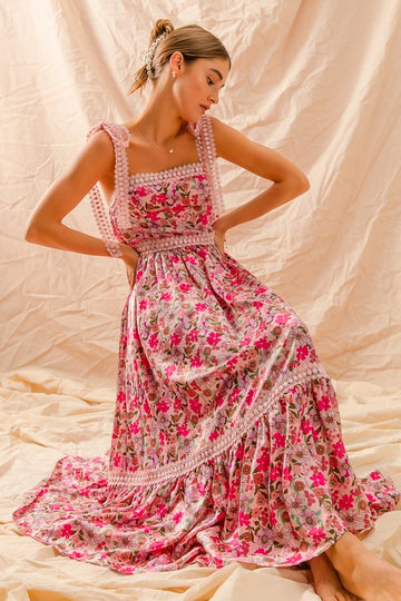 Pink Floral Ribbon Dress