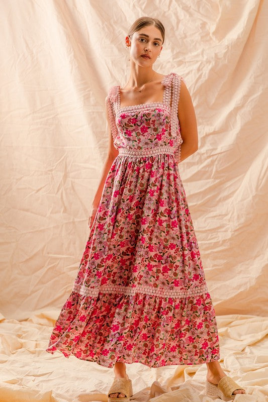 Pink Floral Ribbon Dress