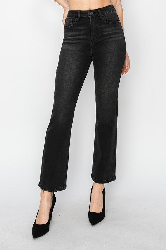 Black High Rise Crop Denim