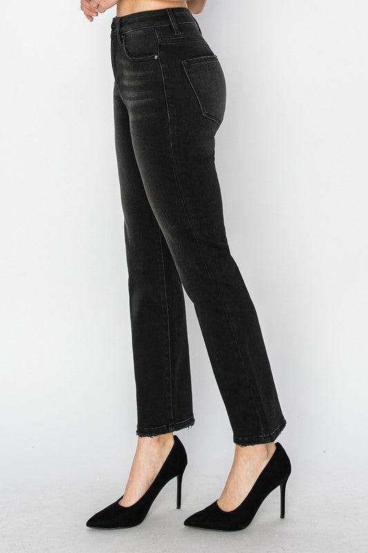 Black High Rise Crop Denim