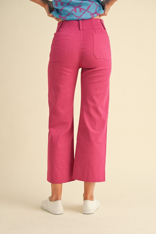 Magenta Berry Front Pocket Pants