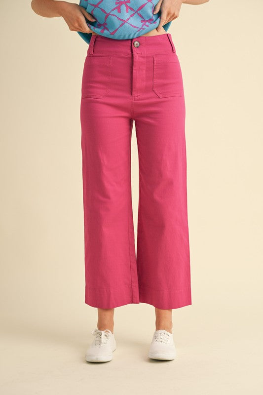 Magenta Berry Front Pocket Pants