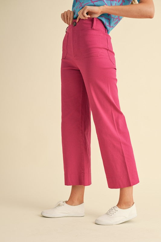 Magenta Berry Front Pocket Pants