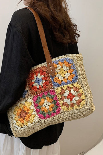 Colorful Crochet Large Tote