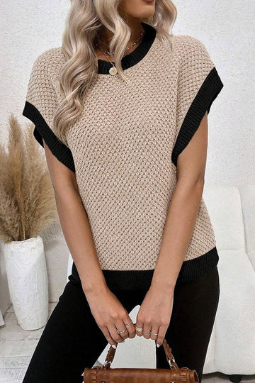 Contrast Knit Batwing Top